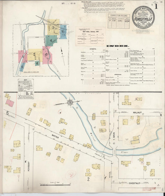 Sanborn Fire Insurance Map from Forestville, Chautauqua County, New York (1941), Sheet #0001 - Complete Map Set gallery image, historic Sanborn map, vintage wall art, New York New York