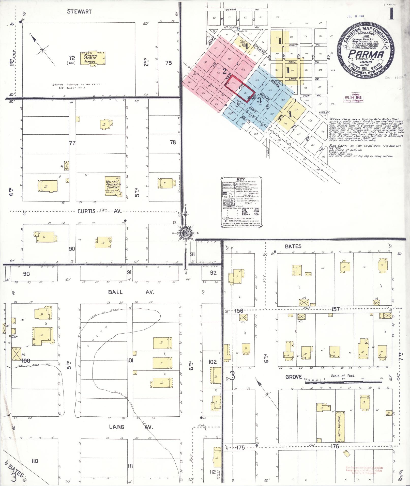 Sanborn Fire Insurance Map from Parma, Canyon County, Idaho. (1911) – Historic Sanborn Fire Insurance Map Print