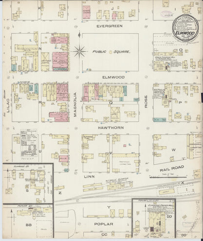 Sanborn Fire Insurance Map from Elmwood, Peoria County, Illinois (1885), Sheet #0001 - Historic Sanborn Fire Insurance Map Print, vintage old map wall art, antique decor, genealogy gift, Illinois Illinois map