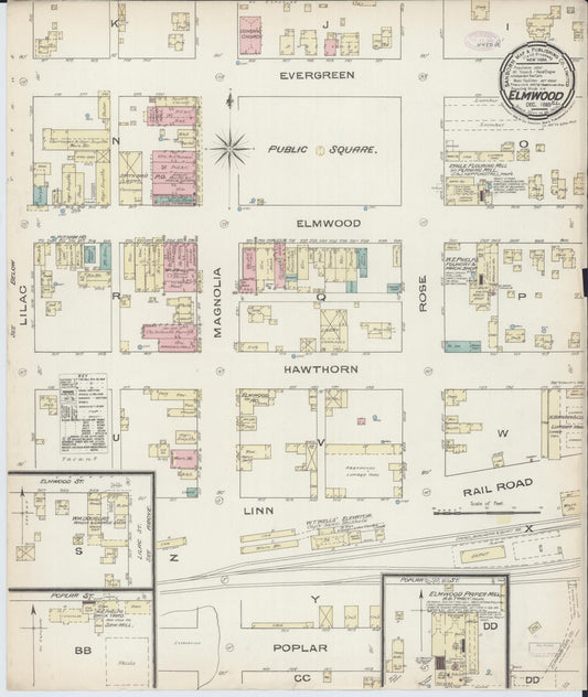 Sanborn Fire Insurance Map from Elmwood, Peoria County, Illinois (1885), Sheet #0001 - Historic Sanborn Fire Insurance Map Print, vintage old map wall art, antique decor, genealogy gift, Illinois Illinois map