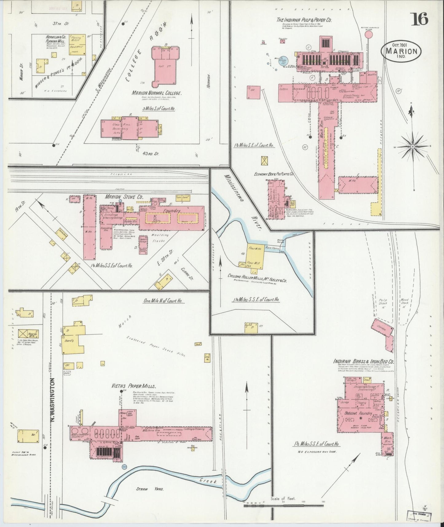 Sanborn Fire Insurance Map from Marion, Grant County, Indiana (1901), Sheet #0016 - Complete Map Set gallery image, historic Sanborn map, vintage wall art, Indiana Indiana
