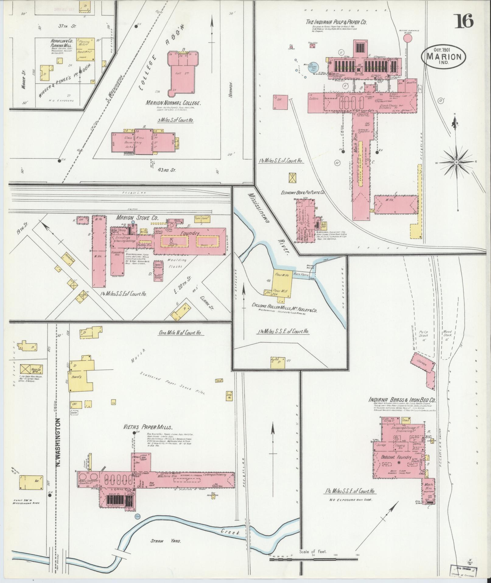 Sanborn Fire Insurance Map from Marion, Grant County, Indiana (1901), Sheet #0016 - Complete Map Set gallery image, historic Sanborn map, vintage wall art, Indiana Indiana