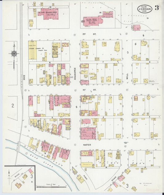 Sanborn Fire Insurance Map from Jordan, Scott County, Minnesota (1911), Sheet #0003 - Historic Sanborn Fire Insurance Map Print, vintage old map wall art, antique decor, genealogy gift, Minnesota Minnesota map