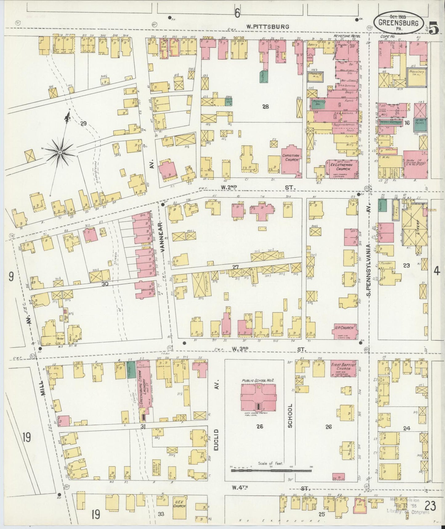 Sanborn Fire Insurance Map from Greensburg, Westmoreland County, Pennsylvania (1903), Sheet #0005 - Historic Sanborn Fire Insurance Map Print, vintage old map wall art, antique decor, genealogy gift, Pennsylvania Pennsylvania map
