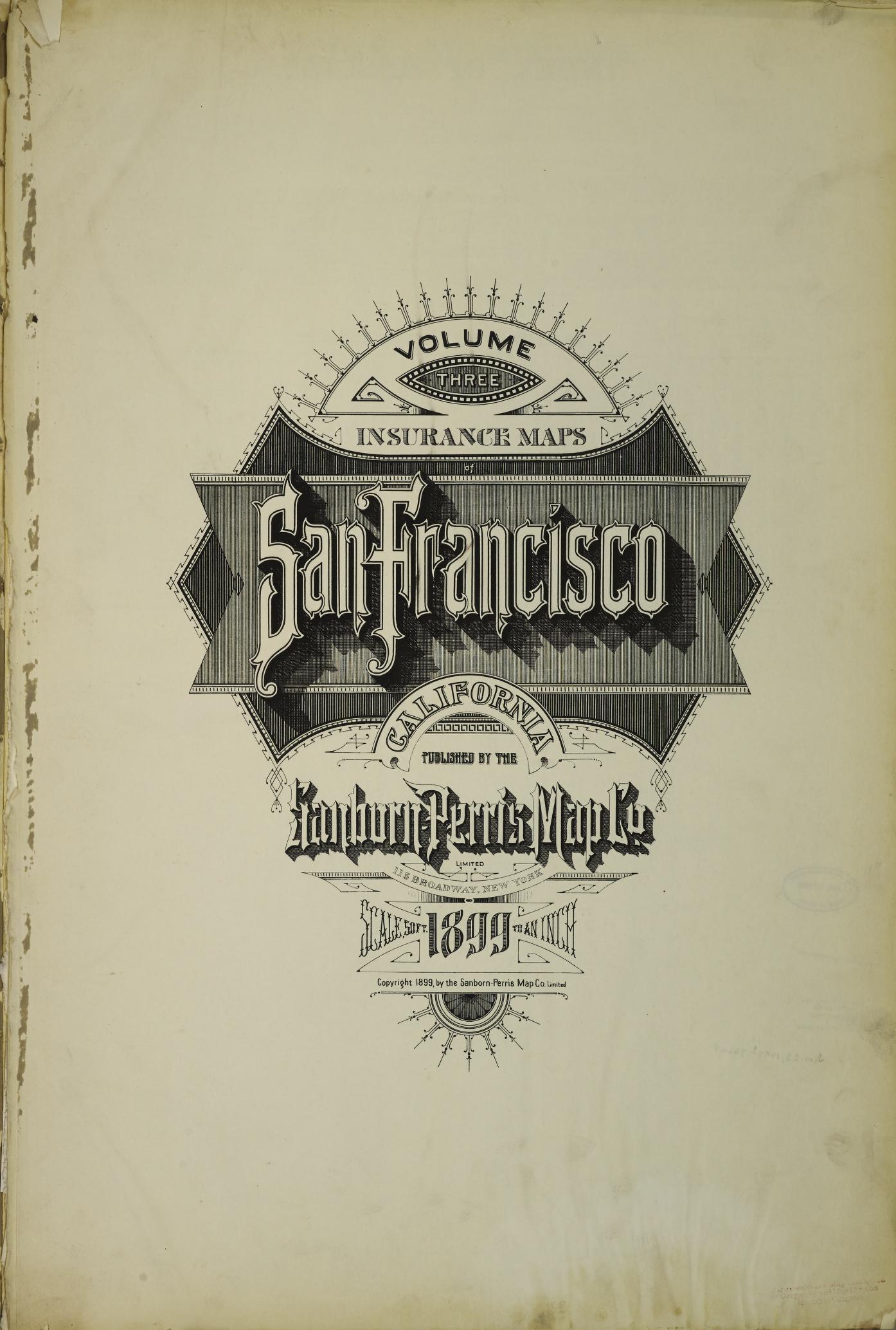 Sanborn Fire Insurance Map from San Francisco, San Francisco County, California (1899), Sheet #0001 - Complete Map Set gallery image, historic Sanborn map, vintage wall art, California California