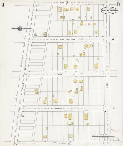 Sanborn Fire Insurance Map from Huntington Park, Los Angeles County, California (1924), Sheet #0003 - Complete Map Set gallery image, historic Sanborn map, vintage wall art, California California