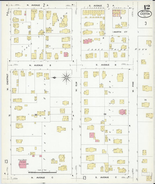 Sanborn Fire Insurance Map from Canton, Fulton County, Illinois (1909), Sheet #0012 - Historic Sanborn Fire Insurance Map Print, vintage old map wall art, antique decor, genealogy gift, Illinois Illinois map