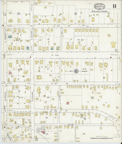 Sanborn Fire Insurance Map from Griffin, Spalding County, Georgia (1915), Sheet #0011 - Complete Map Set gallery image, historic Sanborn map, vintage wall art, Georgia Georgia