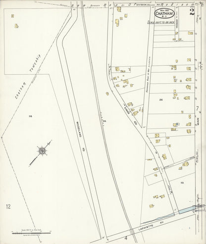 Sanborn Fire Insurance Map from Chatham, Morris County, New Jersey (1921), Sheet #0002 - Historic Sanborn Fire Insurance Map Print, vintage old map wall art, antique decor, genealogy gift, New Jersey New Jersey map