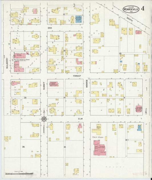 Sanborn Fire Insurance Map from Monroeville, Allen County, Indiana (1916), Sheet #0004 - Historic Sanborn Fire Insurance Map Print, vintage old map wall art, antique decor, genealogy gift, Indiana Indiana map