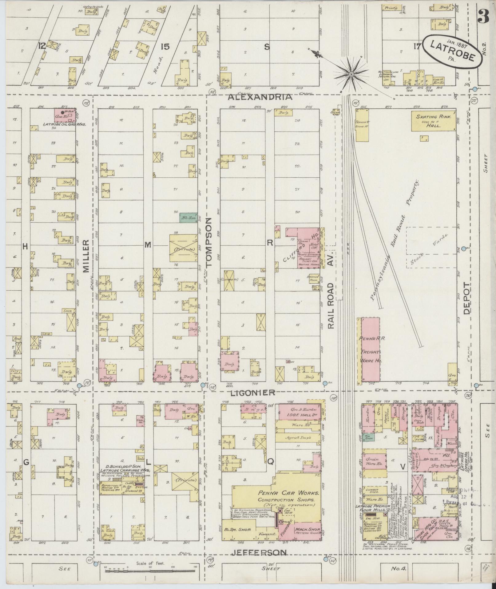 Sanborn Fire Insurance Map from Latrobe, Westmoreland County, Pennsylvania (1887), Sheet #0003 - Complete Map Set gallery image, historic Sanborn map, vintage wall art, Pennsylvania Pennsylvania