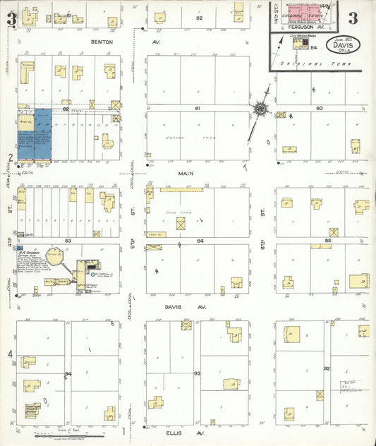 Sanborn Fire Insurance Map from Davis, Murray County, Oklahoma (1923), Sheet #0003 - Historic Sanborn Fire Insurance Map Print, vintage old map wall art, antique decor, genealogy gift, Oklahoma Oklahoma map