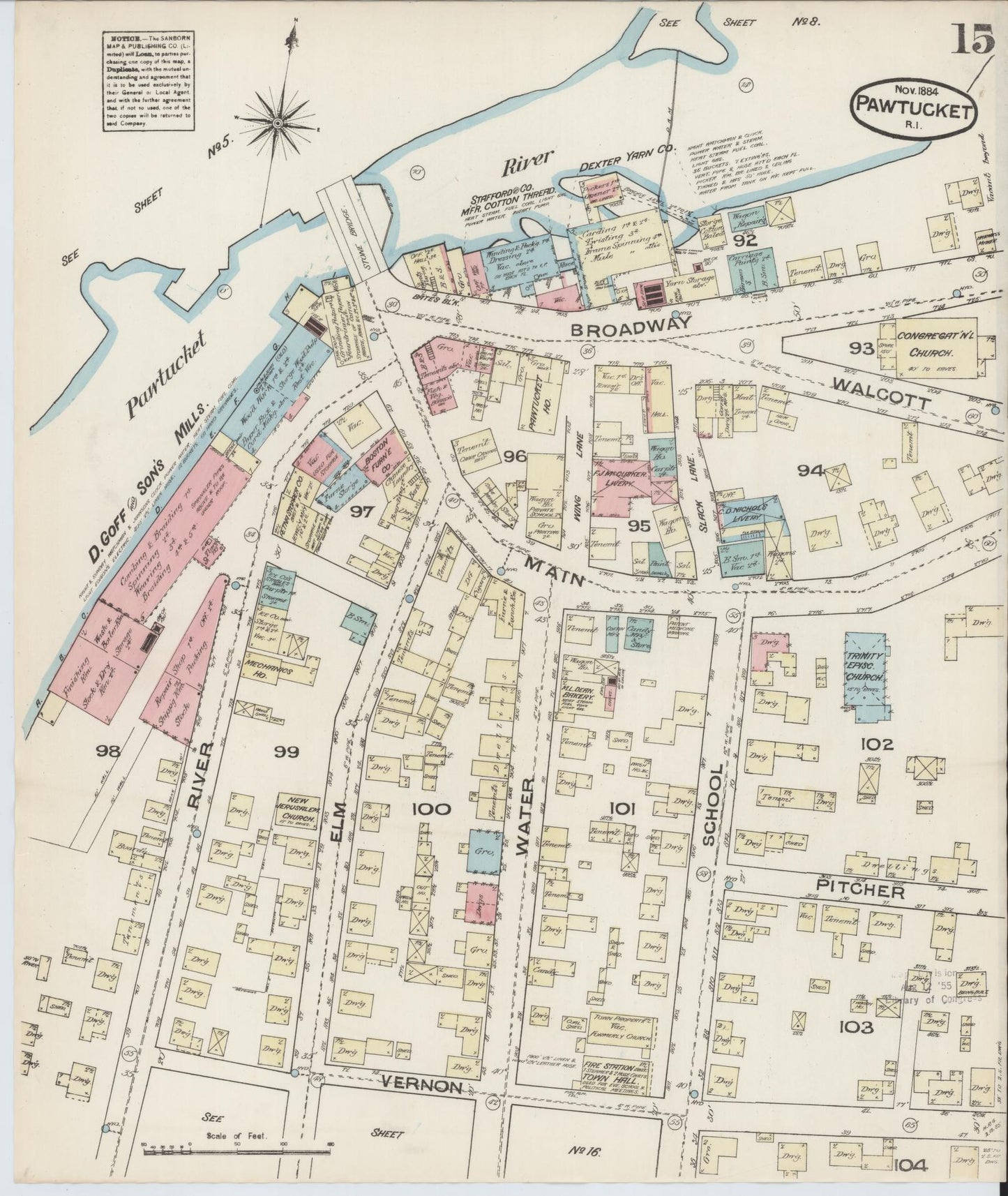 Sanborn Fire Insurance Map from Pawtucket, Providence County, Rhode Island (1884), Sheet #0015 - Complete Map Set gallery image, historic Sanborn map, vintage wall art, Rhode Island Rhode Island