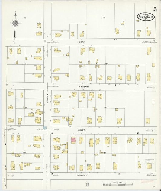 Sanborn Fire Insurance Map from Seneca Falls, Seneca County, New York (1911), Sheet #0005 - Historic Sanborn Fire Insurance Map Print, vintage old map wall art, antique decor, genealogy gift, New York New York map