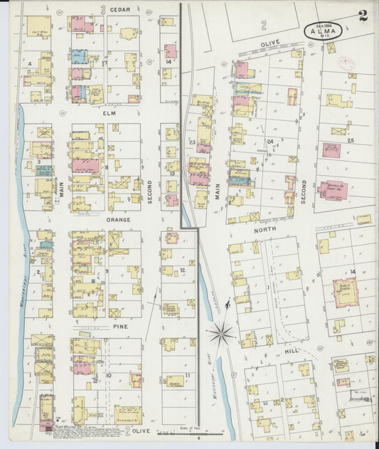 Sanborn Fire Insurance Map from Alma, Buffalo County, Wisconsin (1894), Sheet #0002 - Historic Sanborn Fire Insurance Map Print, vintage old map wall art, antique decor, genealogy gift, Wisconsin Wisconsin map
