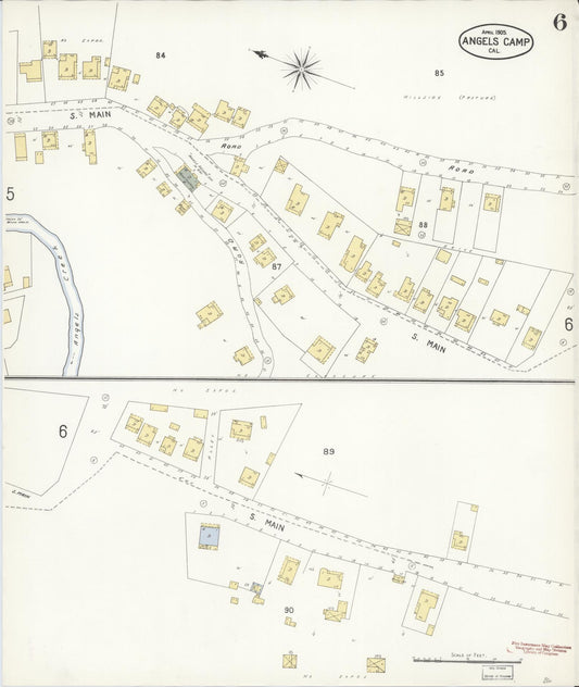 Sanborn Fire Insurance Map from Angels Camp, Calaveras County, California (1905), Sheet #0006 - Historic Sanborn Fire Insurance Map Print, vintage old map wall art, antique decor, genealogy gift, California California map
