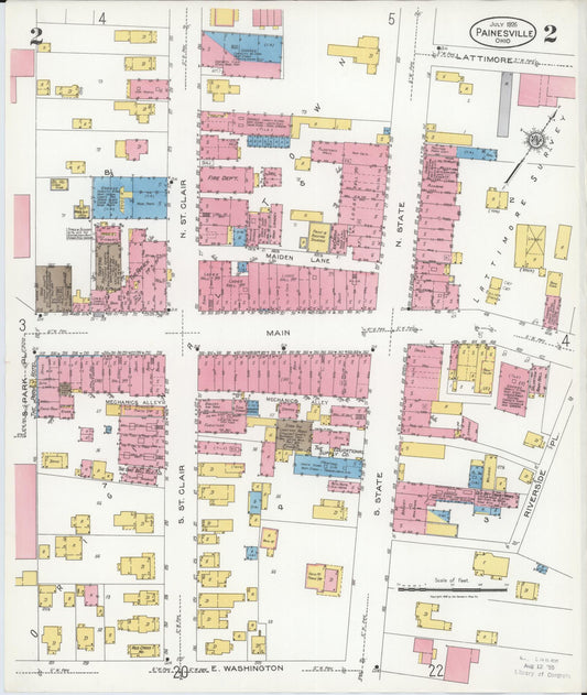 Sanborn Fire Insurance Map from Painesville, Lake County, Ohio (1926), Sheet #0002 - Historic Sanborn Fire Insurance Map Print, vintage old map wall art, antique decor, genealogy gift, Ohio Ohio map