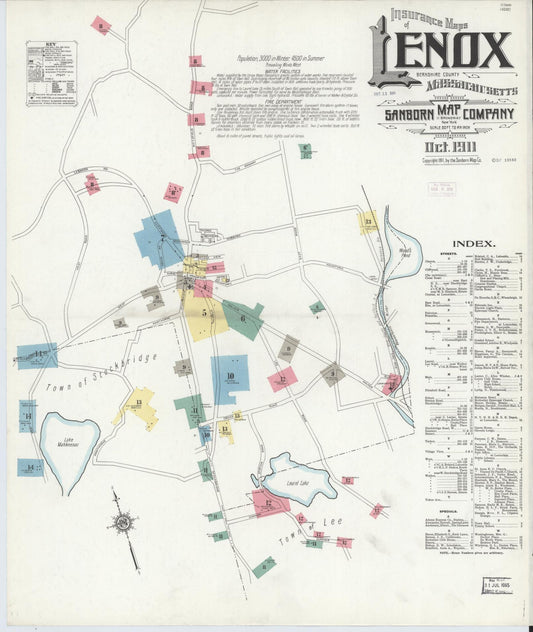 Sanborn Fire Insurance Map from Lenox, Berkshire County, Massachusetts. (1911) – Historic Sanborn Fire Insurance Map Print