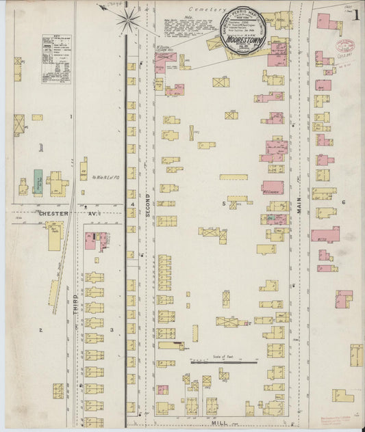 Sanborn Fire Insurance Map from Moorestown, Burlington County, New Jersey. (1895) – Historic Sanborn Fire Insurance Map Print