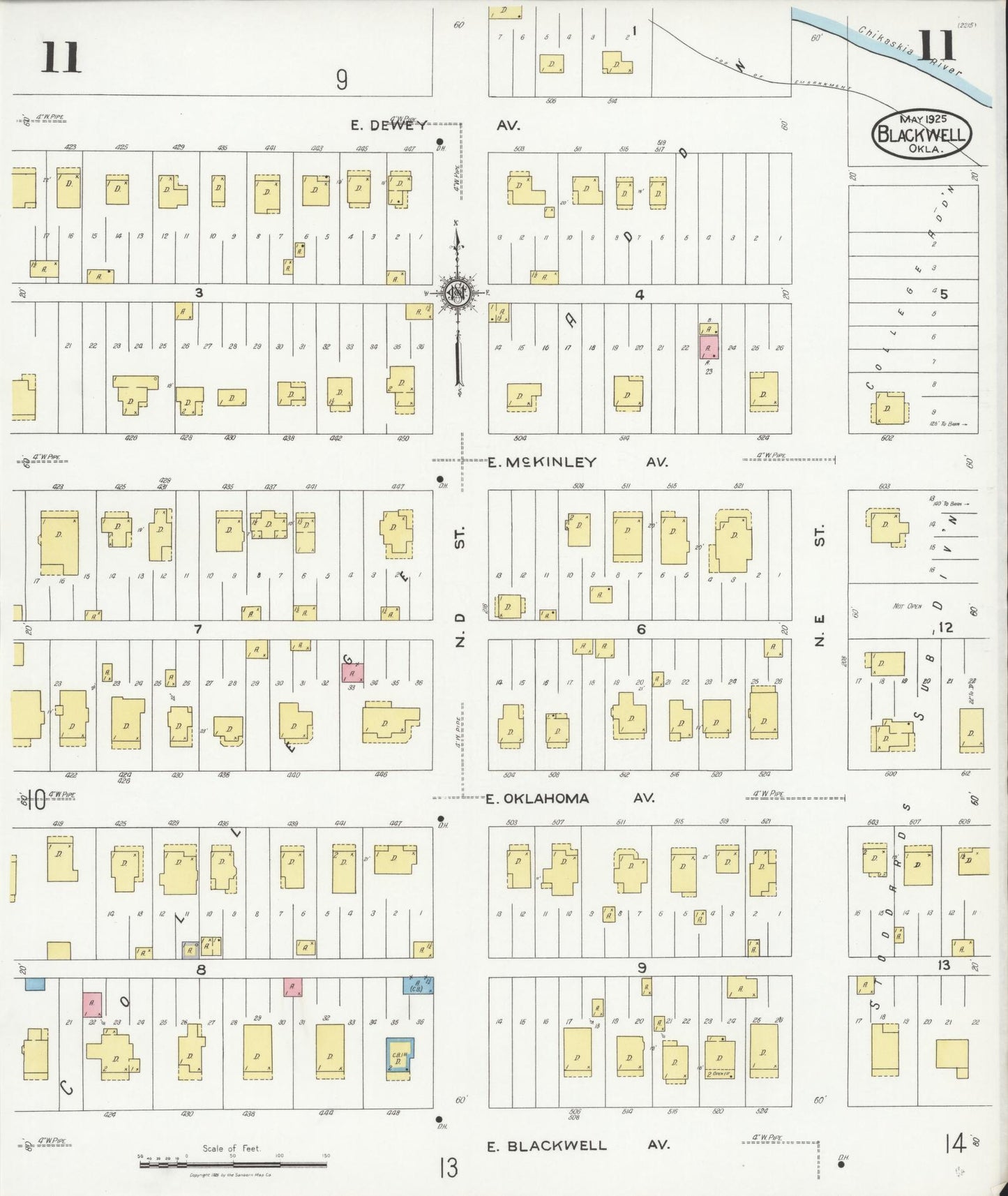 Sanborn Fire Insurance Map from Blackwell, Kay County, Oklahoma (1925), Sheet #0011 - Complete Map Set gallery image, historic Sanborn map, vintage wall art, Oklahoma Oklahoma