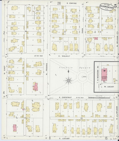 Sanborn Fire Insurance Map from Bloomington, McLean County, Illinois (1896), Sheet #0005 - Complete Map Set gallery image, historic Sanborn map, vintage wall art, Illinois Illinois