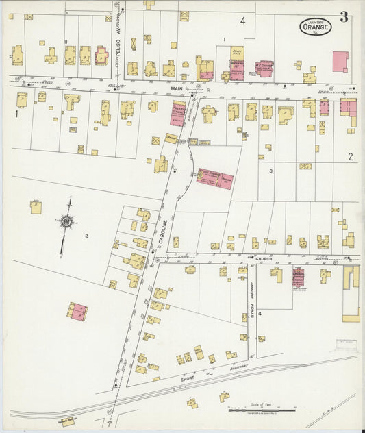 Sanborn Fire Insurance Map from Orange, Orange County, Virginia (1919), Sheet #0003 - Historic Sanborn Fire Insurance Map Print, vintage old map wall art, antique decor, genealogy gift, Virginia Virginia map