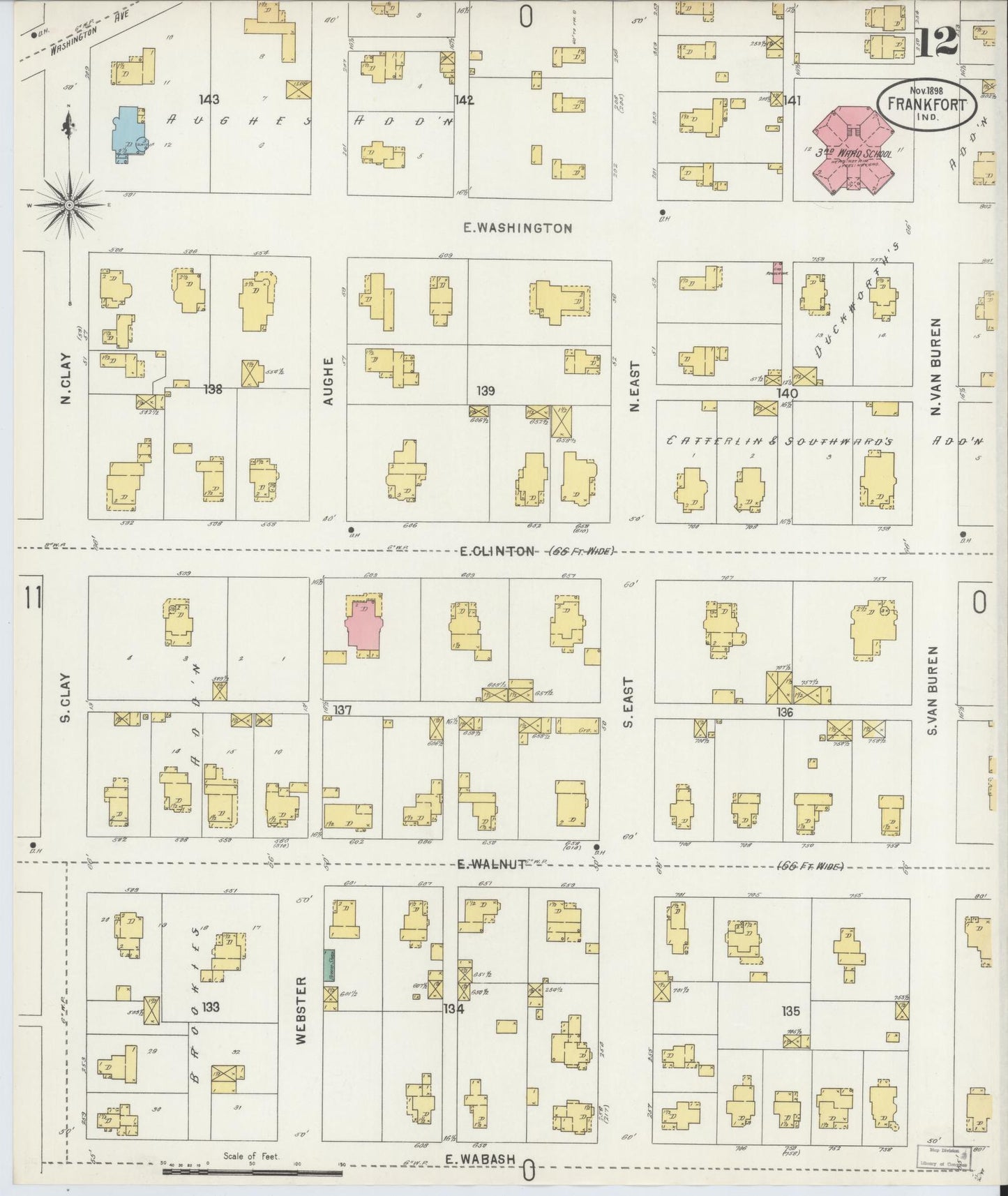 Sanborn Fire Insurance Map from Frankfort, Clinton County, Indiana (1898), Sheet #0012 - Complete Map Set gallery image, historic Sanborn map, vintage wall art, Indiana Indiana