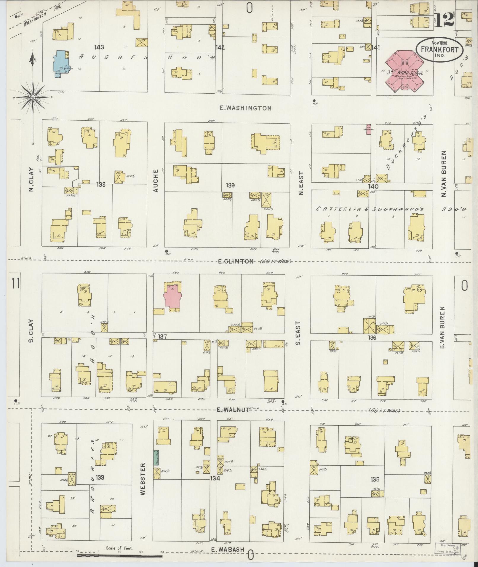 Sanborn Fire Insurance Map from Frankfort, Clinton County, Indiana (1898), Sheet #0012 - Complete Map Set gallery image, historic Sanborn map, vintage wall art, Indiana Indiana