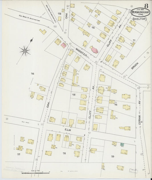 Sanborn Fire Insurance Map from Birmingham, New Haven County, Connecticut (1892), Sheet #0008 - Historic Sanborn Fire Insurance Map Print, vintage old map wall art, antique decor, genealogy gift, Connecticut Connecticut map