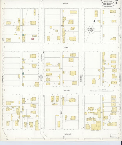 Sanborn Fire Insurance Map from Red Bluff, Tehama County, California (1900), Sheet #0007 - Complete Map Set gallery image, historic Sanborn map, vintage wall art, California California