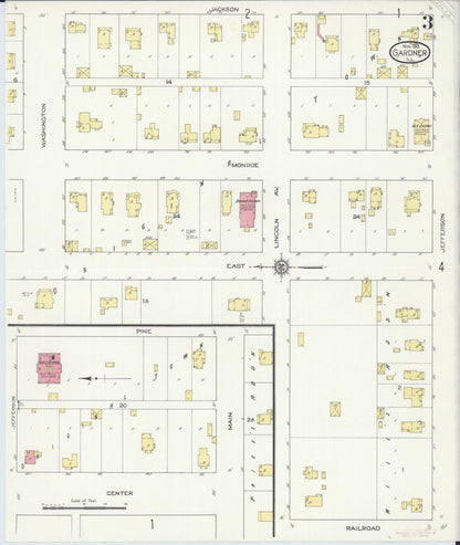 Sanborn Fire Insurance Map from Gardner, Grundy County, Illinois (1913), Sheet #0003 - Historic Sanborn Fire Insurance Map Print, vintage old map wall art, antique decor, genealogy gift, Illinois Illinois map
