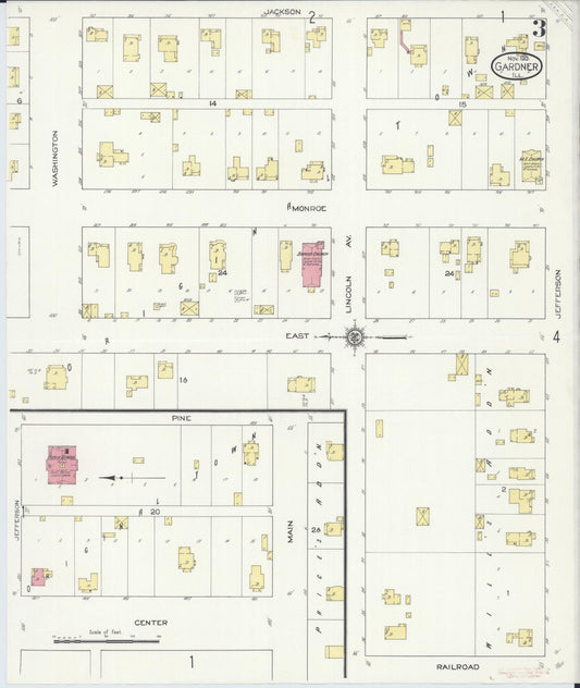 Sanborn Fire Insurance Map from Gardner, Grundy County, Illinois (1913), Sheet #0003 - Historic Sanborn Fire Insurance Map Print, vintage old map wall art, antique decor, genealogy gift, Illinois Illinois map