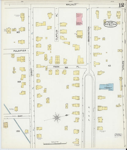 Sanborn Fire Insurance Map from Newton, Middlesex County, Massachusetts (1892), Sheet #0012 - Complete Map Set gallery image, historic Sanborn map, vintage wall art, Massachusetts Massachusetts