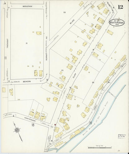 Sanborn Fire Insurance Map from North Adams, Berkshire County, Massachusetts (1914), Sheet #0012 - Complete Map Set gallery image, historic Sanborn map, vintage wall art, Massachusetts Massachusetts