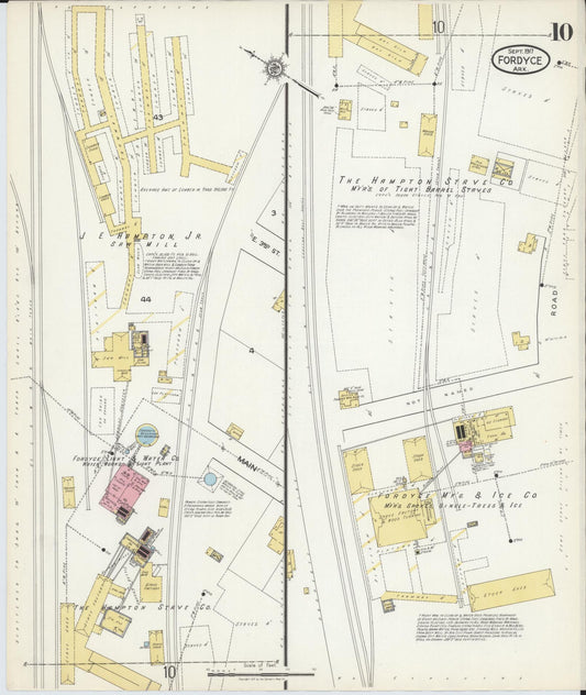 Sanborn Fire Insurance Map from Fordyce, Dallas County, Arkansas (1917), Sheet #0010 - Historic Sanborn Fire Insurance Map Print, vintage old map wall art, antique decor, genealogy gift, Arkansas Arkansas map