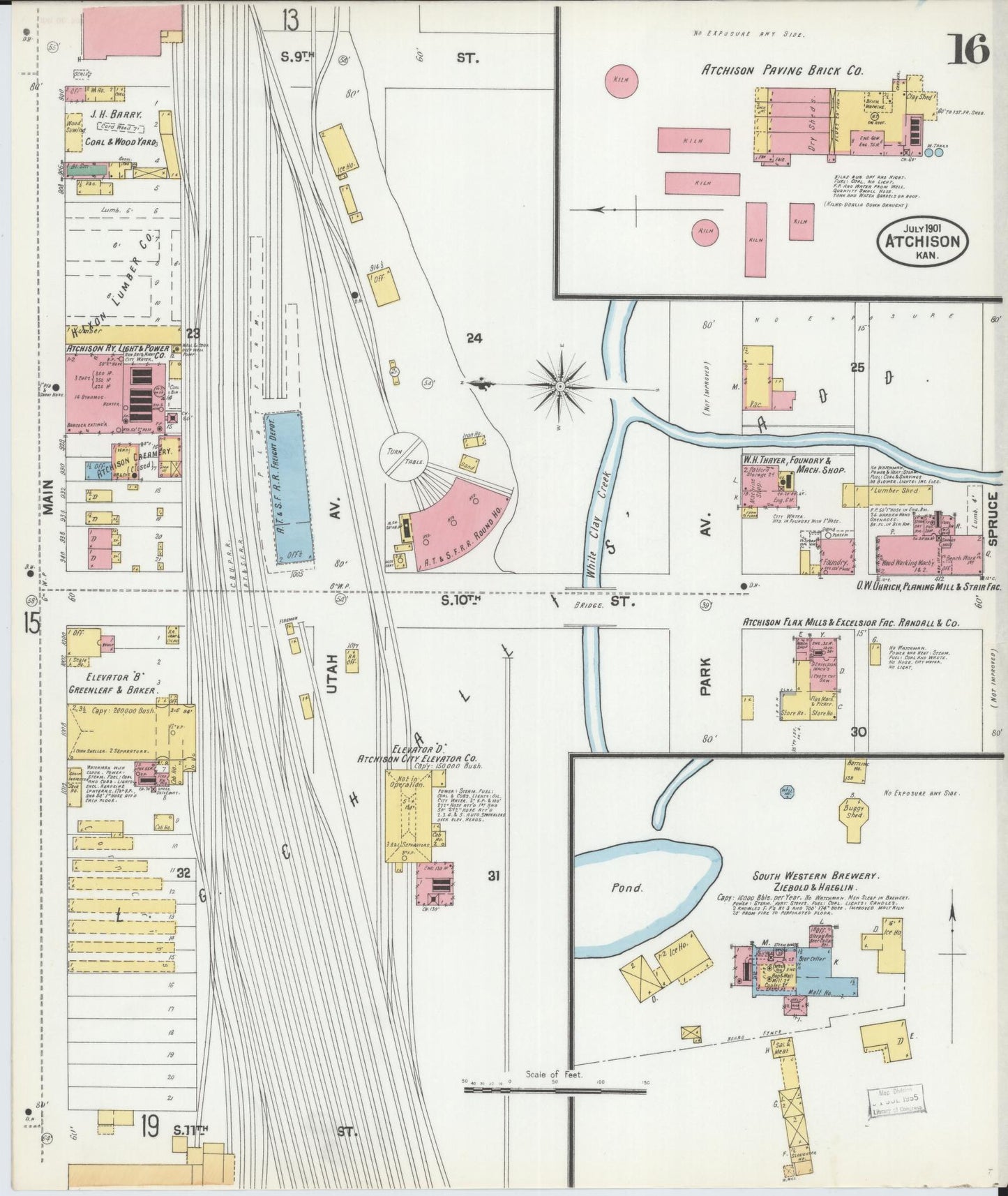Sanborn Fire Insurance Map from Atchison, Atchison County, Kansas (1901), Sheet #0016 - Complete Map Set gallery image, historic Sanborn map, vintage wall art, Kansas Kansas
