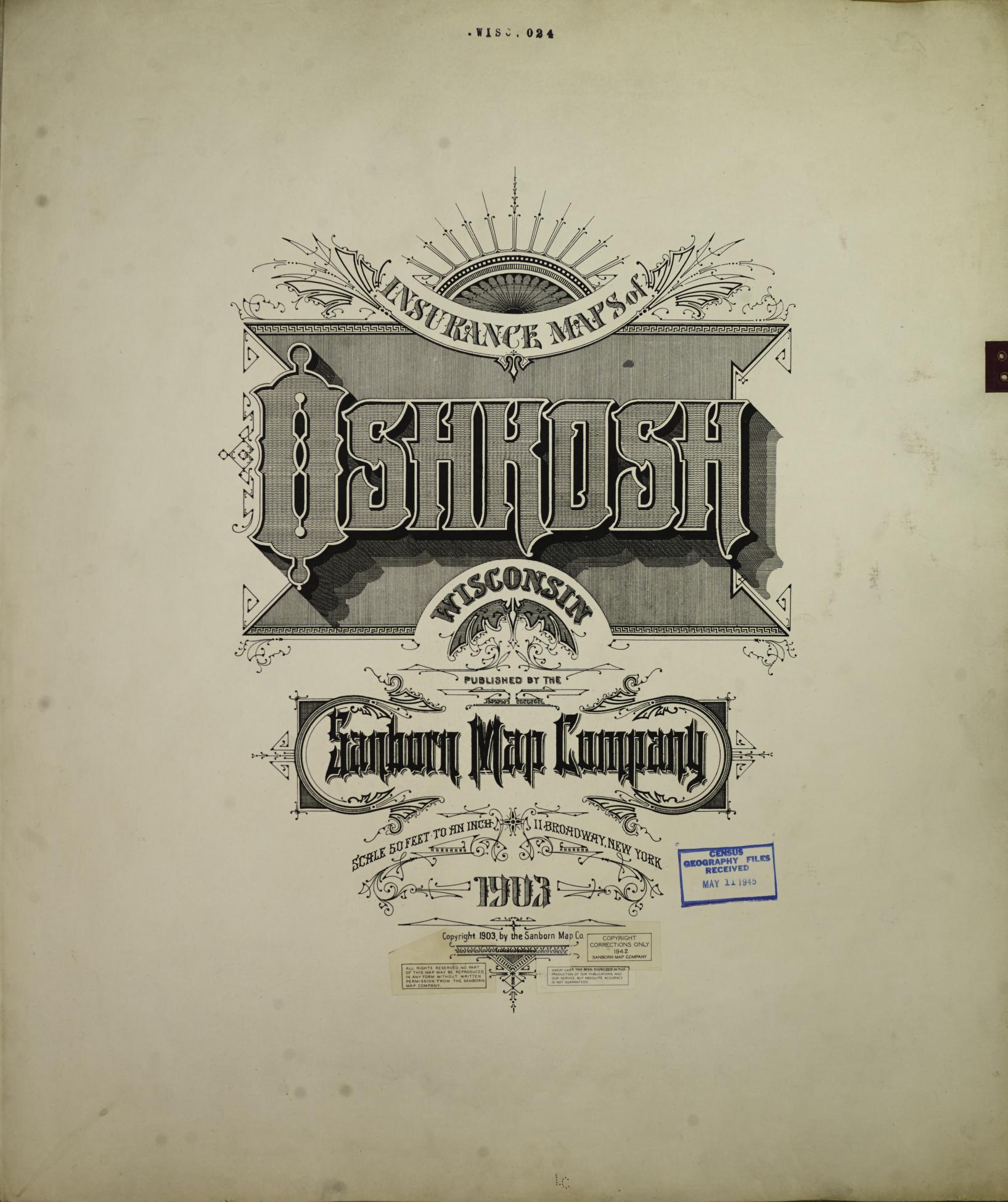Sanborn Fire Insurance Map from Oshkosh, Winnebago County, Wisconsin (1949), Sheet #0001 - Historic Sanborn Fire Insurance Map Print, vintage old map wall art, antique decor, genealogy gift, Wisconsin Wisconsin map