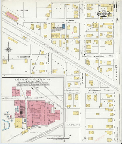 Sanborn Fire Insurance Map from Hartford City, Blackford County, Indiana (1920), Sheet #0011 - Complete Map Set gallery image, historic Sanborn map, vintage wall art, Indiana Indiana