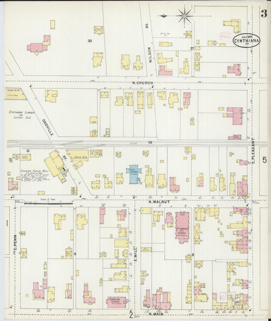 Sanborn Fire Insurance Map from Cynthiana, Harrison County, Kentucky (1897), Sheet #0003 - Historic Sanborn Fire Insurance Map Print, vintage old map wall art, antique decor, genealogy gift, Kentucky Kentucky map