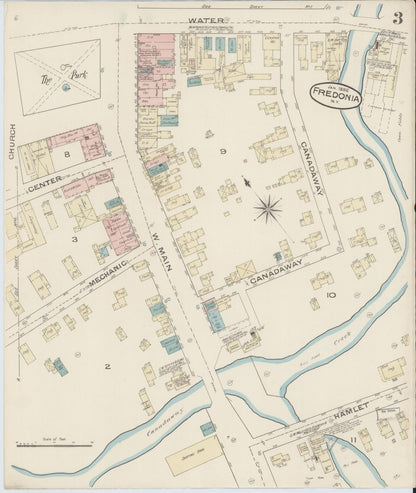 Sanborn Fire Insurance Map from Fredonia, Chautauqua County, New York (1886), Sheet #0003 - Historic Sanborn Fire Insurance Map Print, vintage old map wall art, antique decor, genealogy gift, New York New York map