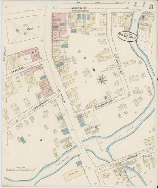 Sanborn Fire Insurance Map from Fredonia, Chautauqua County, New York (1886), Sheet #0003 - Historic Sanborn Fire Insurance Map Print, vintage old map wall art, antique decor, genealogy gift, New York New York map