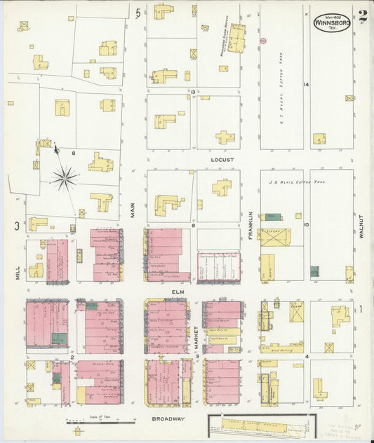 Sanborn Fire Insurance Map from Winnsboro, Wood County, Texas (1909), Sheet #0002 - Historic Sanborn Fire Insurance Map Print, vintage old map wall art, antique decor, genealogy gift, Texas Texas map