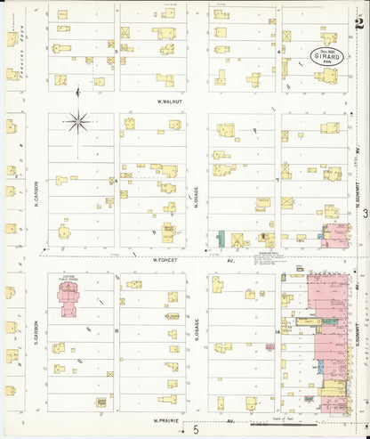 Sanborn Fire Insurance Map from Girard, Crawford County, Kansas (1902), Sheet #0002 - Complete Map Set gallery image, historic Sanborn map, vintage wall art, Kansas Kansas