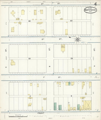 Sanborn Fire Insurance Map from North Yakima, Yakima County, Washington (1891), Sheet #0004 - Complete Map Set gallery image, historic Sanborn map, vintage wall art, Washington Washington