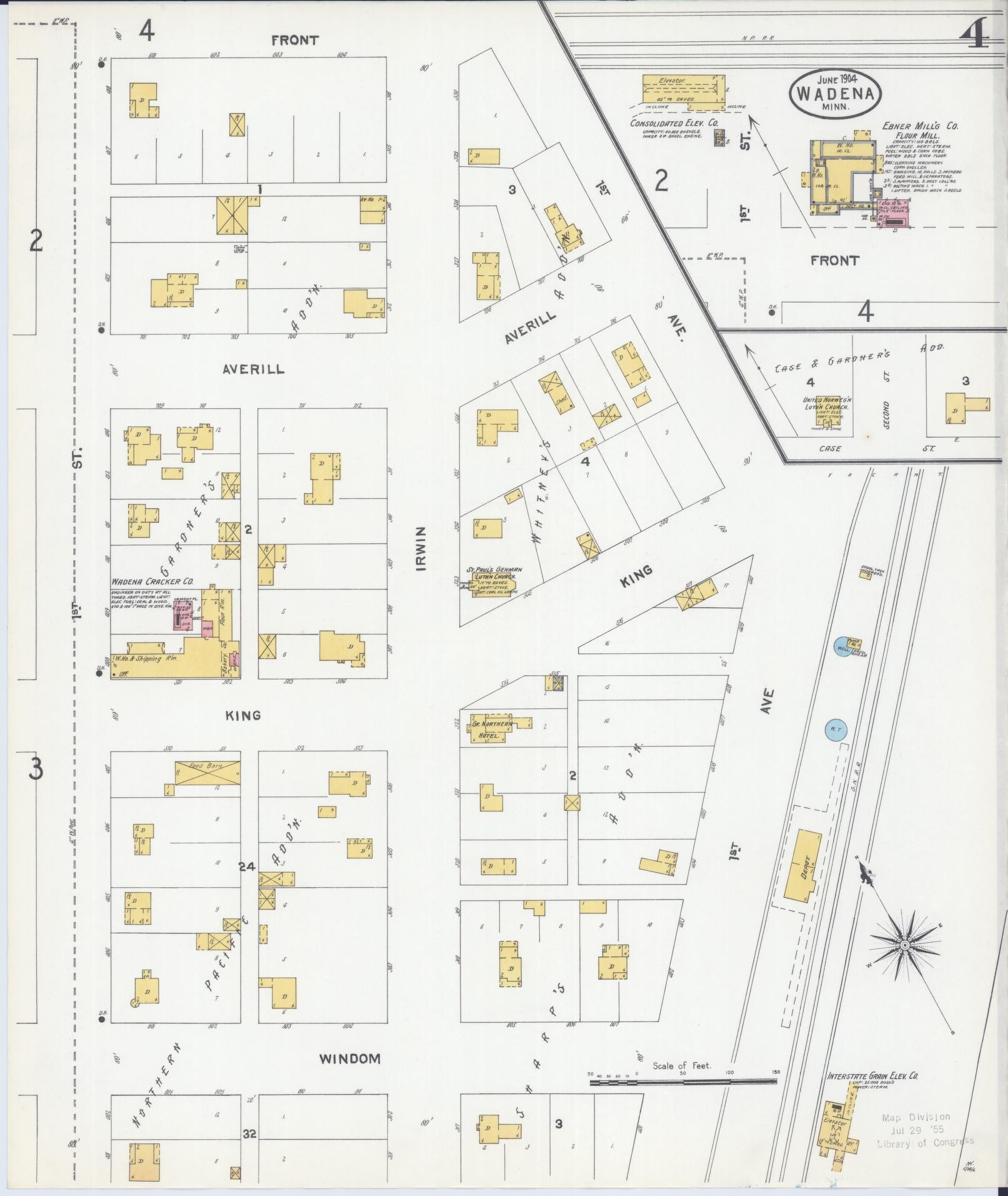 Sanborn Fire Insurance Map from Wadena, Wadena County, Minnesota (1904), Sheet #0004 - Complete Map Set gallery image, historic Sanborn map, vintage wall art, Minnesota Minnesota