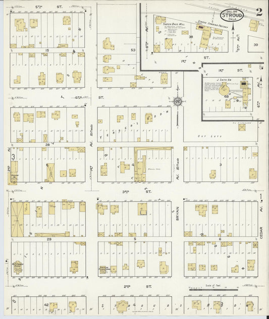 Sanborn Fire Insurance Map from Stroud, Lincoln County, Oklahoma (1916), Sheet #0002 - Historic Sanborn Fire Insurance Map Print, vintage old map wall art, antique decor, genealogy gift, Oklahoma Oklahoma map