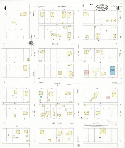 Sanborn Fire Insurance Map from Humboldt, Allen County, Kansas (1927), Sheet #0004 - Complete Map Set gallery image, historic Sanborn map, vintage wall art, Kansas Kansas