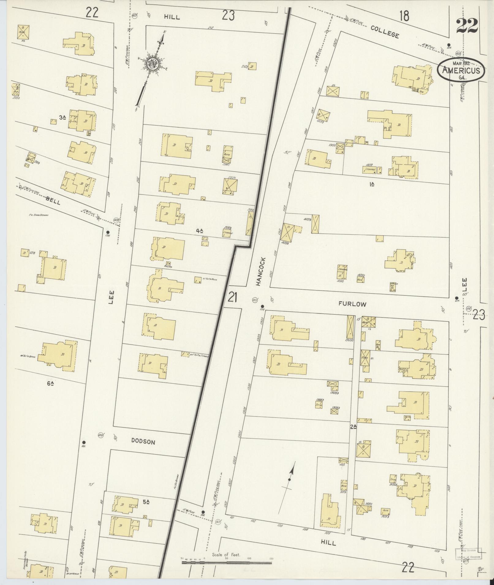 Sanborn Fire Insurance Map from Americus, Sumter County, Georgia (1912), Sheet #0022 - Complete Map Set gallery image, historic Sanborn map, vintage wall art, Georgia Georgia