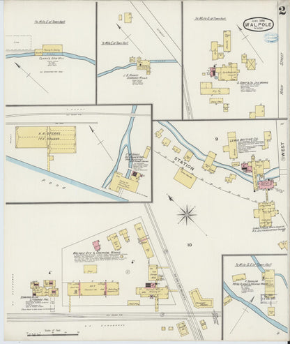 Sanborn Fire Insurance Map from Walpole, Norfolk County, Massachusetts (1894), Sheet #0002 - Historic Sanborn Fire Insurance Map Print, vintage old map wall art, antique decor, genealogy gift, Massachusetts Massachusetts map