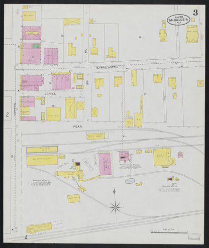 Sanborn Fire Insurance Map from Andalusia, Covington County, Alabama (1905), Sheet #0003 - Complete Map Set gallery image, historic Sanborn map, vintage wall art, Alabama Alabama